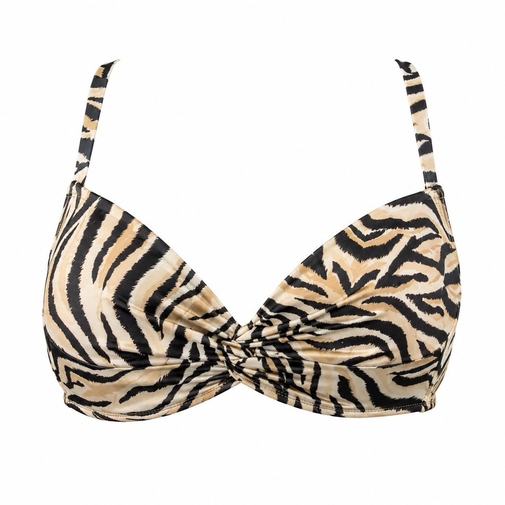 Shade & Shore‎ Zebra Bikini Underwire 36C Swimsuit Top Black Cream Sexy Support
